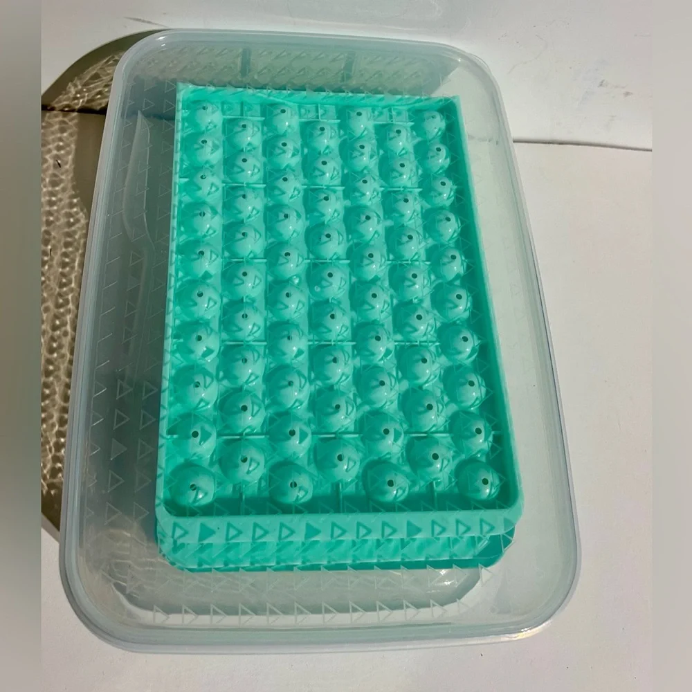 Mini Ice Cube 3 Trays 1 Bin Lid Scoop Dorm Freezer Bar Small Round 76 Cube Trays